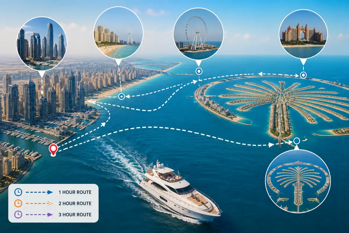 Dubai Yacht Cruise Routes and Major Attractions