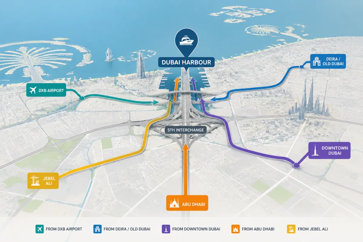 Route from New Bridge to Dubai Harbour
