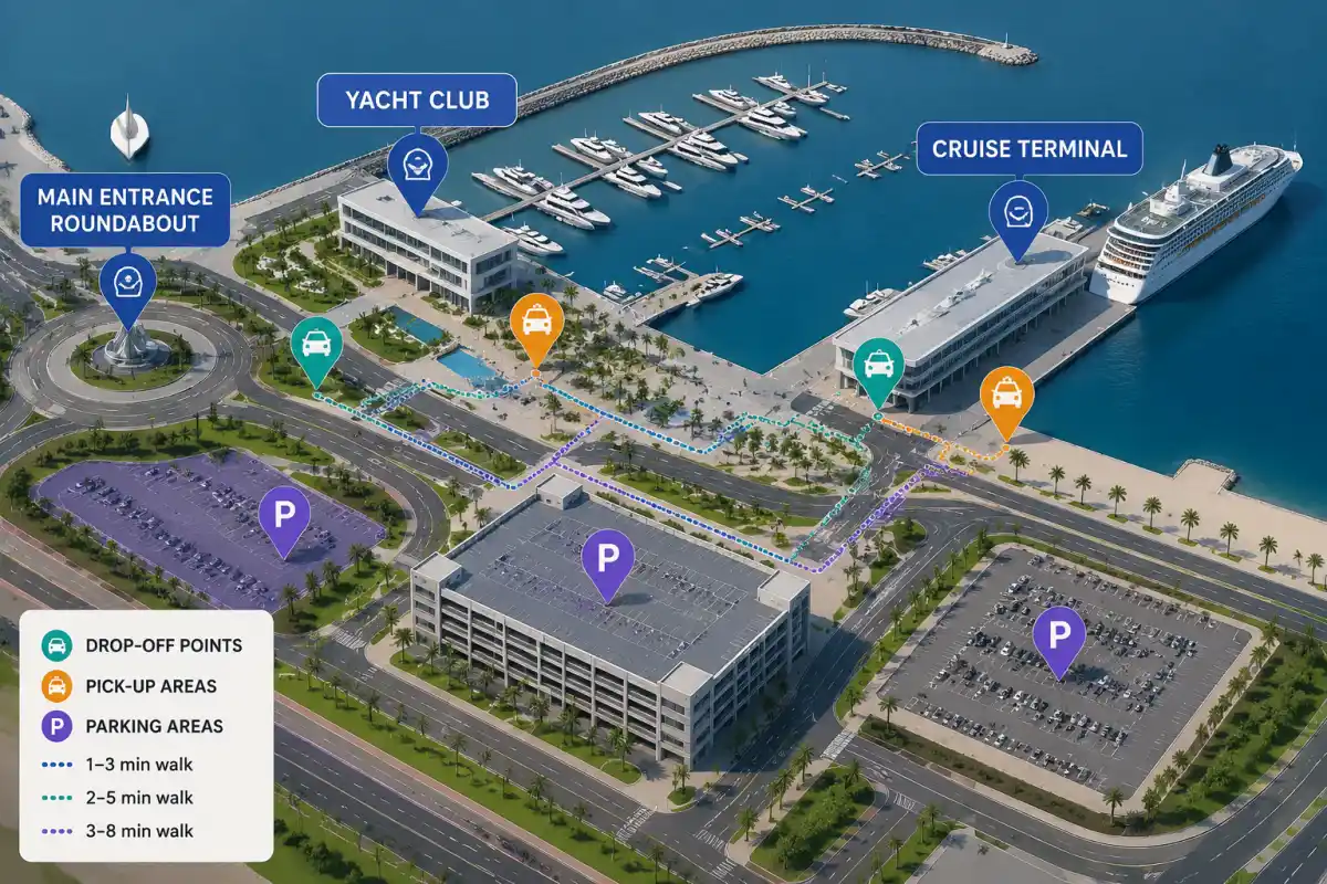 Taxi Drop-off and Parking Guide at Dubai Harbour