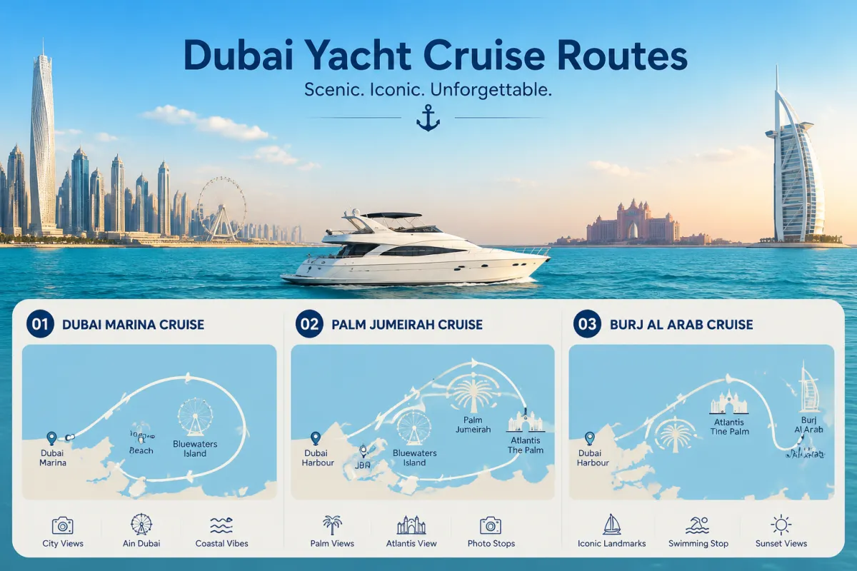 Popular Yacht Cruise Routes in Dubai