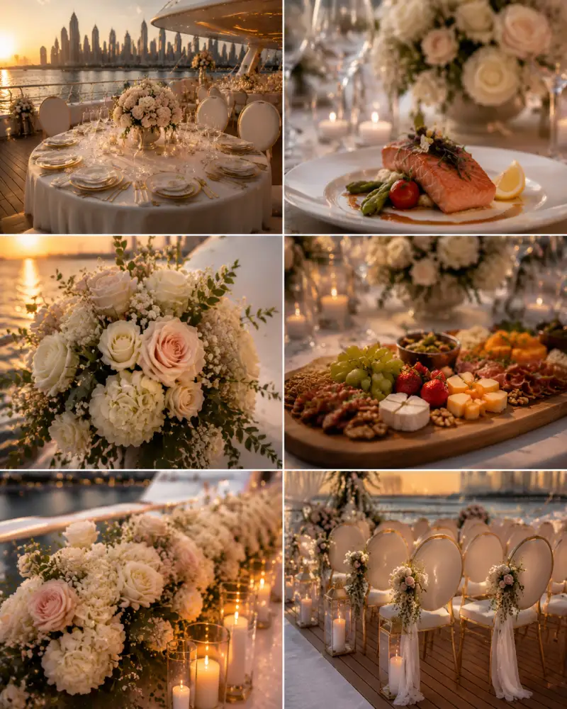 Private yacht wedding reception setup in Dubai