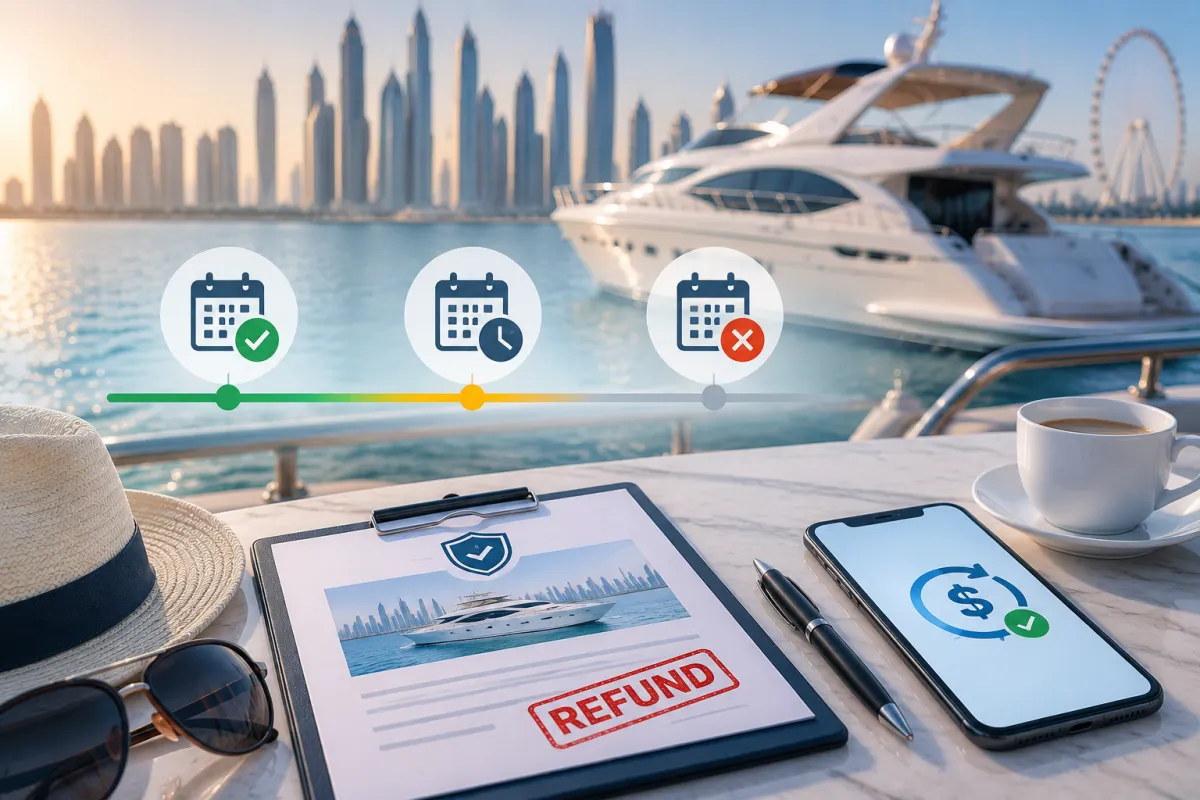 Refund Eligibility for Dubai Yacht Rentals by Cancellation Time
