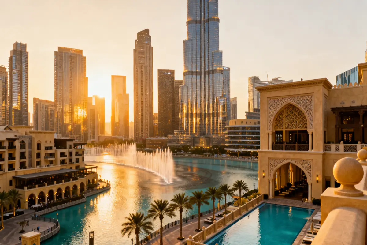 Downtown Dubai luxury hotels and skyline views for luxury travelers.