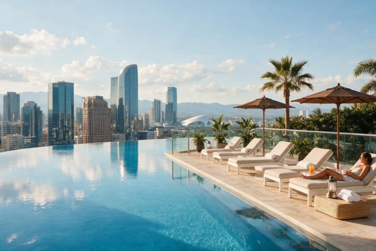 Luxury hotel swimming pool