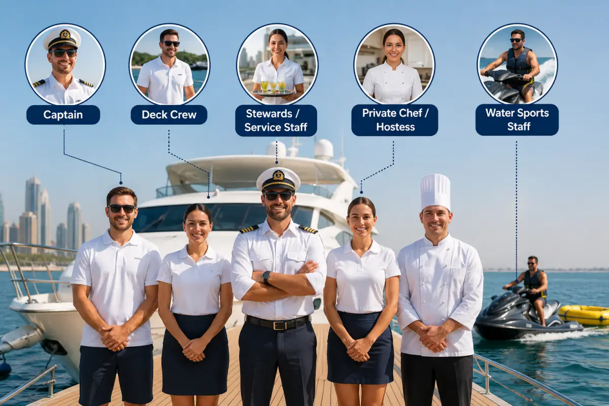 Yacht Crew in Dubai Who May Receive a Yacht Crew Tip