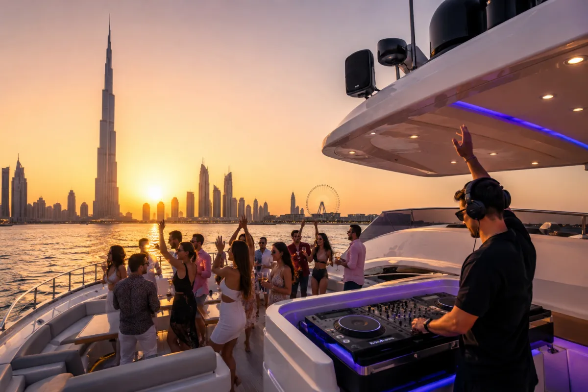 Dubai Yacht DJ Party at Sunset With Music and Sound Rules