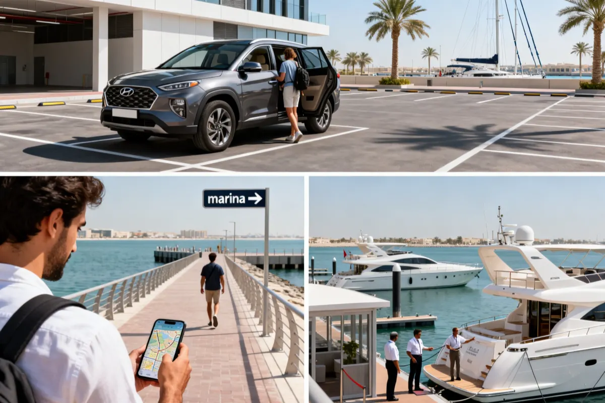 Dubai Harbour Parking to Yacht Boarding