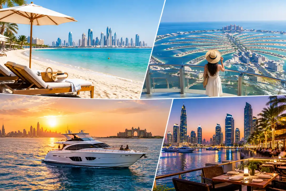 Dubai beach and Palm Jumeirah yacht cruise itinerary