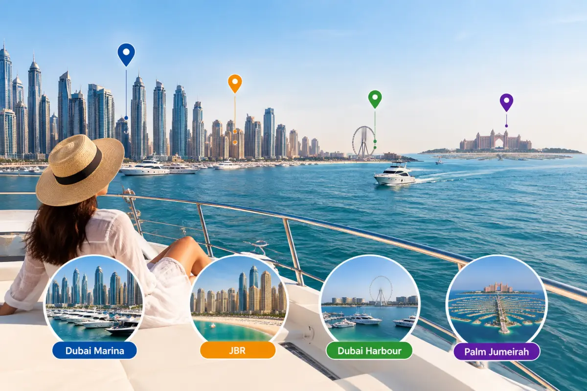 Dubai Yacht Cruise With Views of Dubai Marina, JBR, Dubai Harbour and Palm Jumeirah