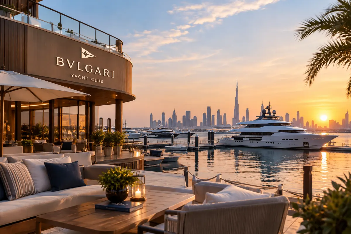 Bvlgari Yacht Club Dubai and Luxury Marina at Sunset