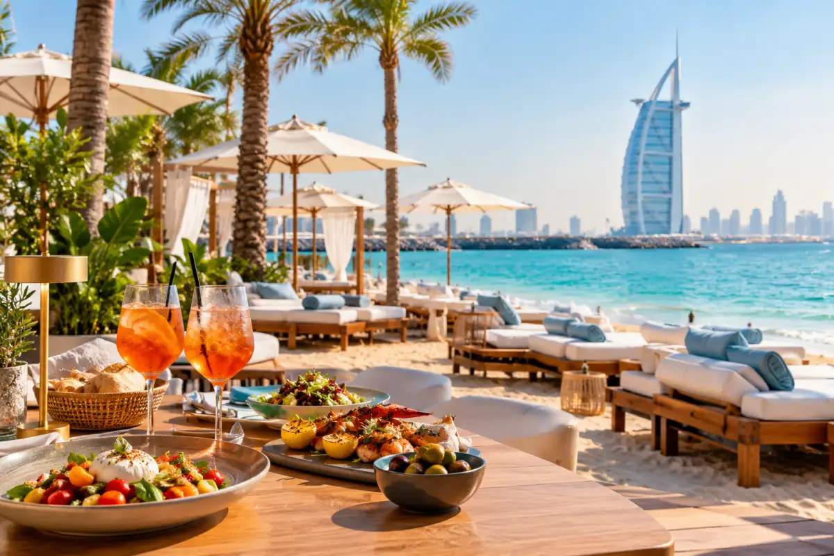 J1 Beach Dubai Beach Club Dining and Sunbeds