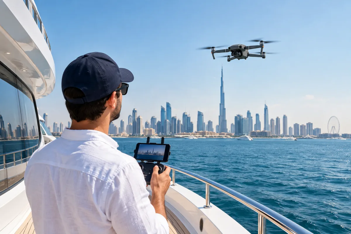 Dubai yacht drone rules and drone flying over the Dubai coastline