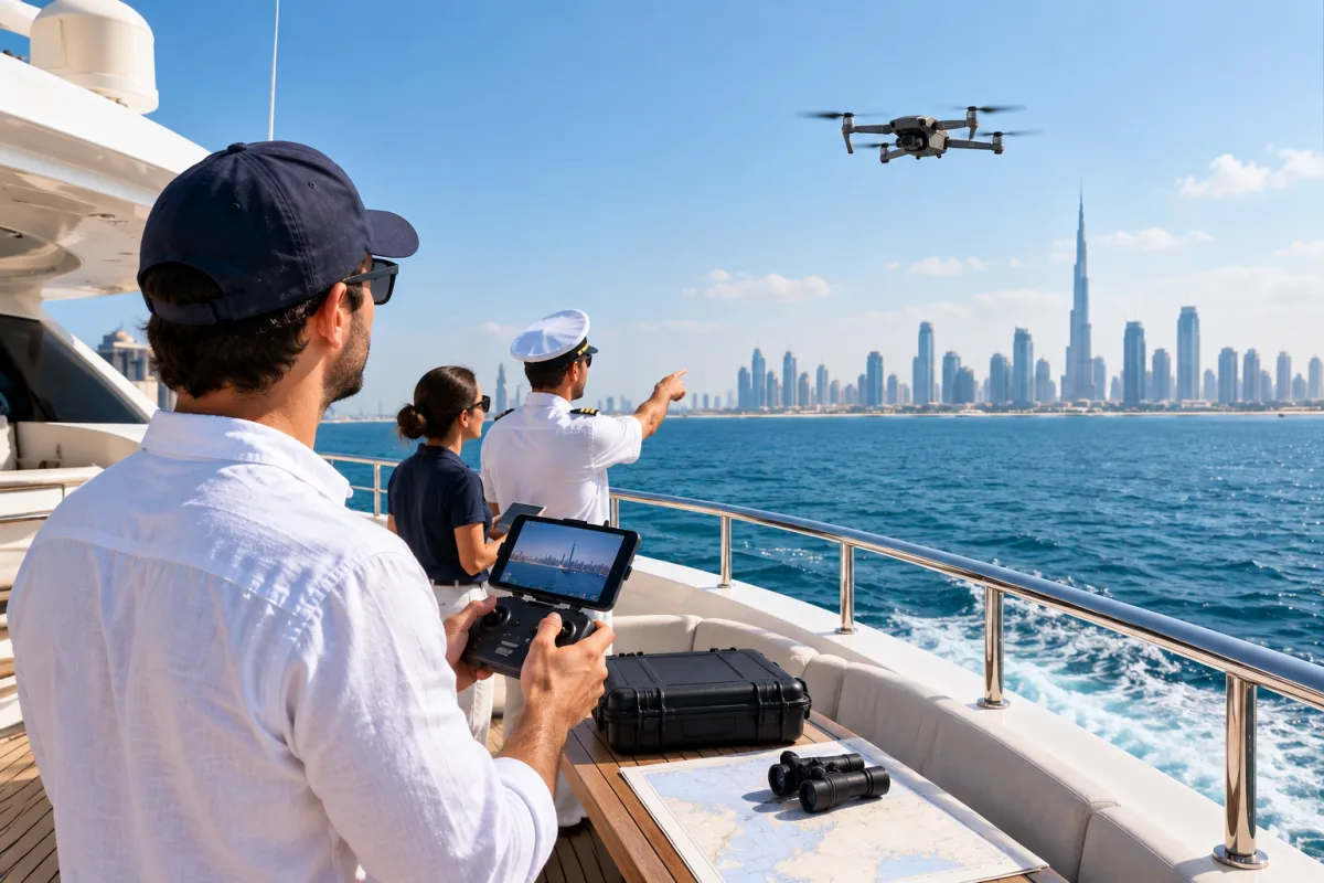 Drone safety when flying from a moving yacht in Dubai