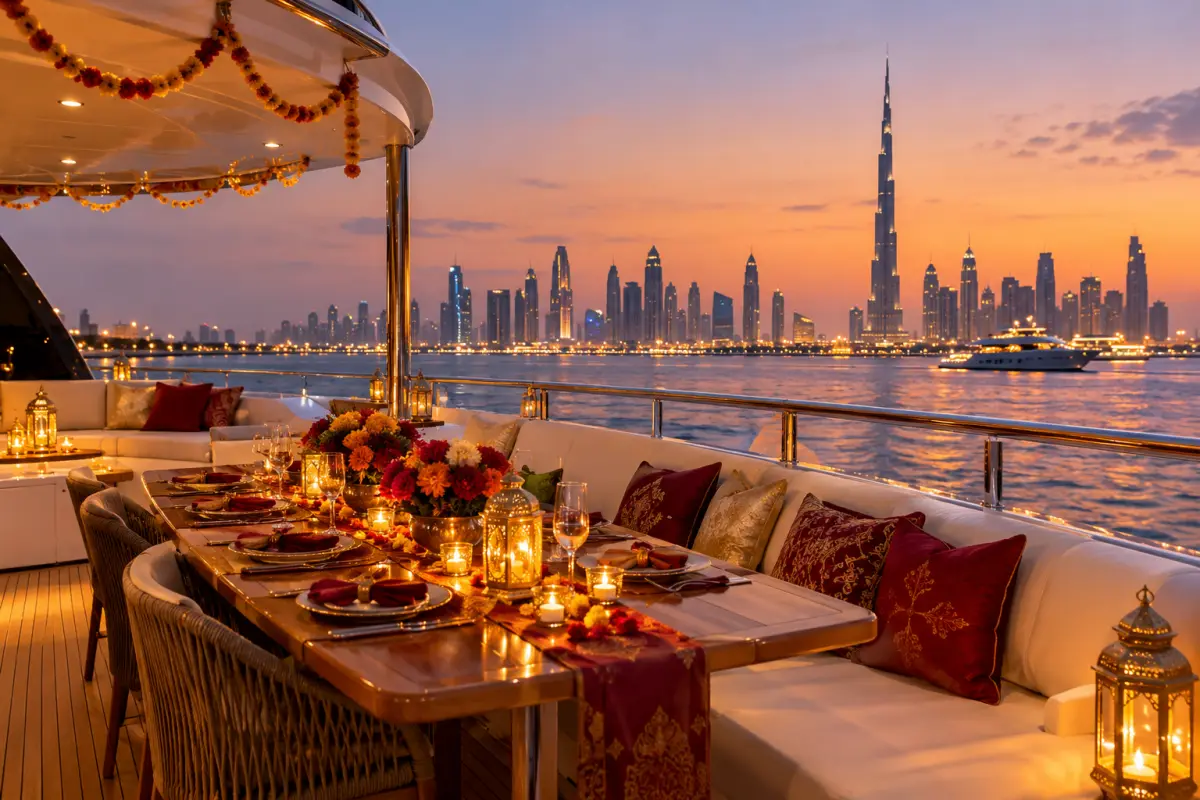 Dubai Diwali Yacht Party at Sunset